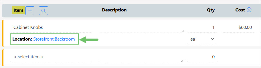 The Location Field on a Transaction