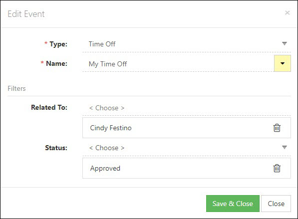 The My Calendar Default Time Off Settings
