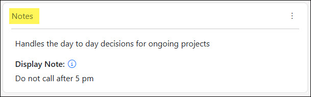 The Notes Widget from the Contact Dashboard