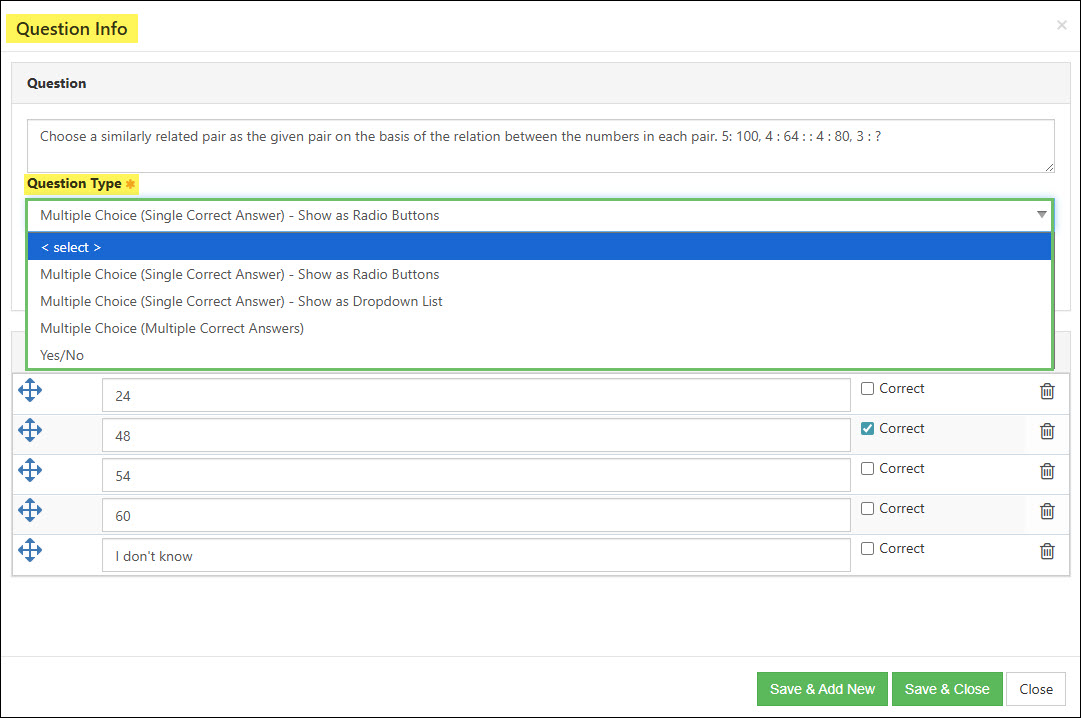 The Question Types Available for Quizzes