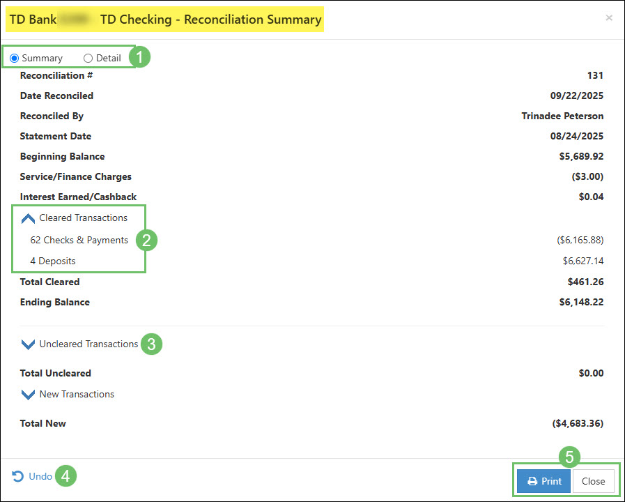 The Reconciliation Summary