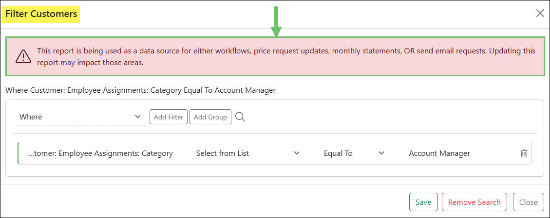 The Report Builder In-Use Alert When Viewing Filters