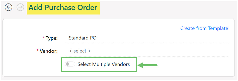 The Select Multiple Vendors Option on a Purchase Order