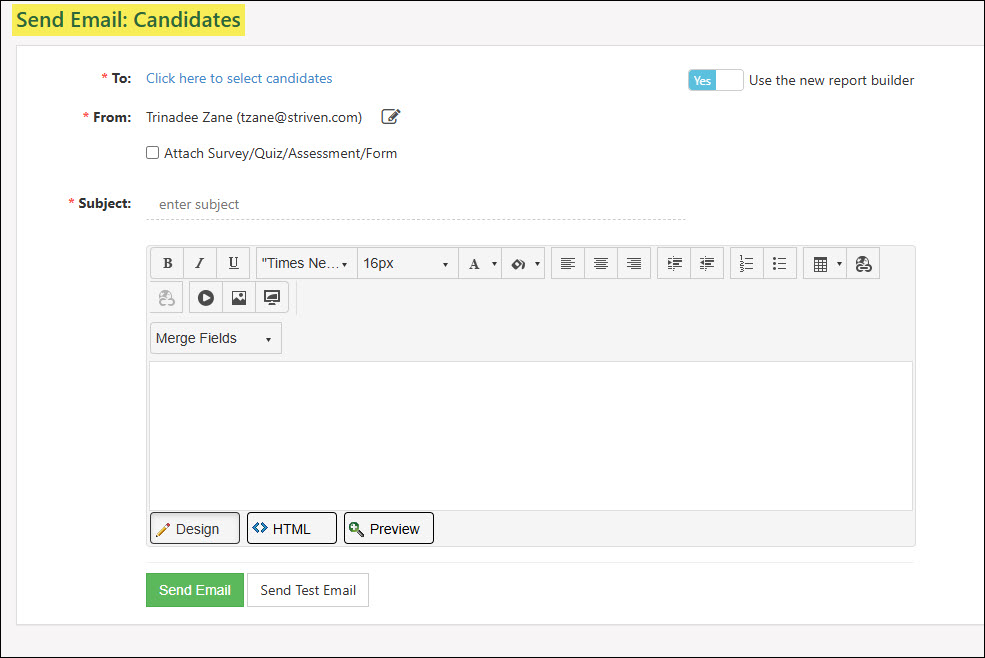 The Send Email Tool for Candidates