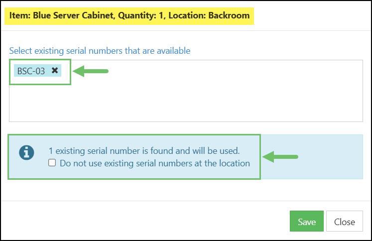 The Serial Number Dialog Box with an Existing Serial Number Entered.