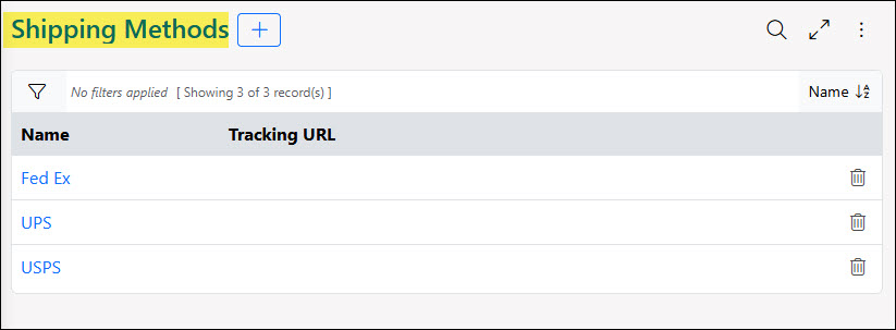 The Shipping Methods Page