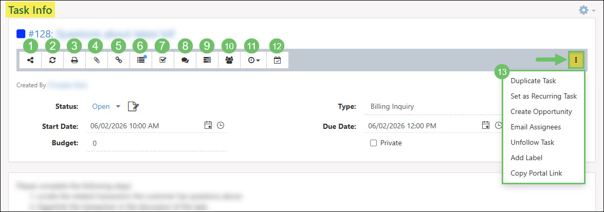 The Task Actions Available