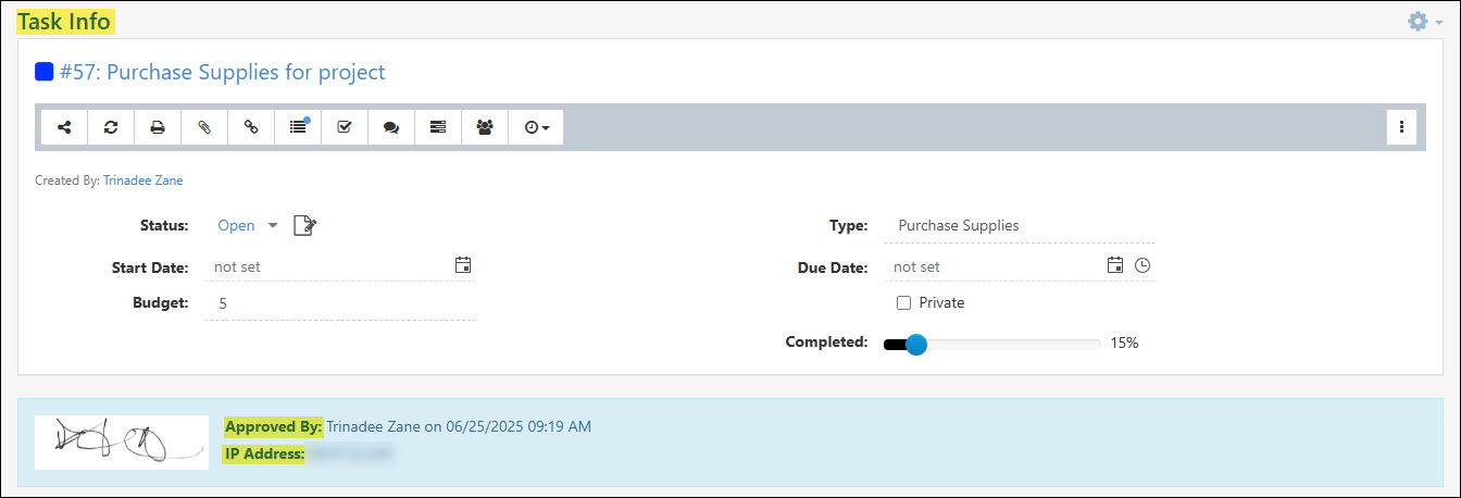 The Task Approval Details