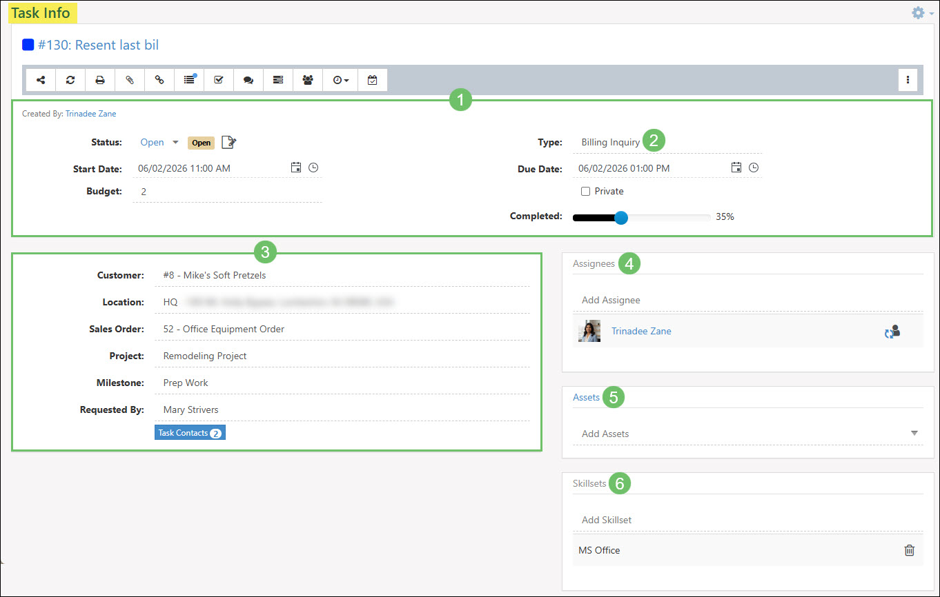 The Task Info Fields