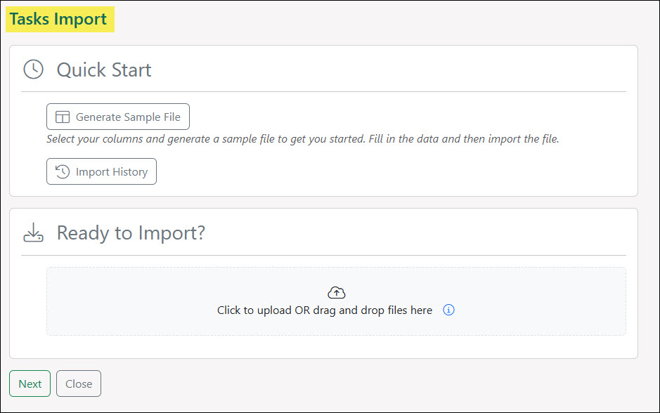 The Tasks Import Tool