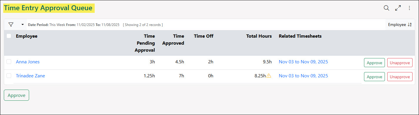 The Time Entry Approval Queue