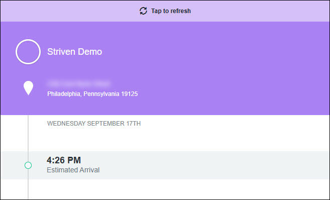 The Tracking Page from Onfleet