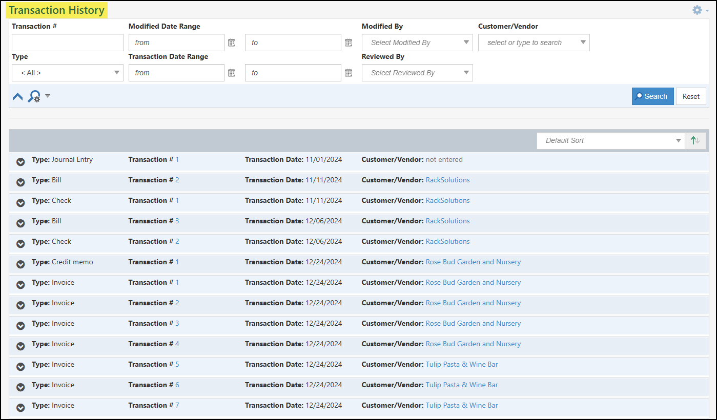 The Transaction History Audit Trail Report