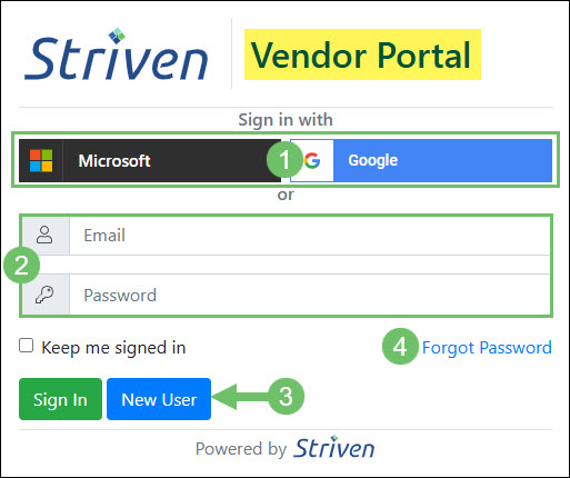 The Vendor Portal Sign In Page