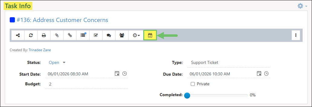 The View Assignee Availability button on a Task