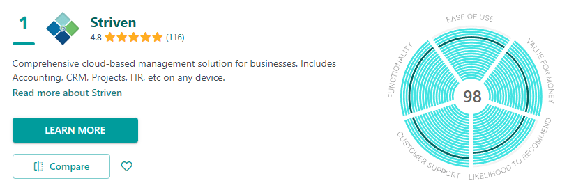 striven getapp best erp award #1 erp