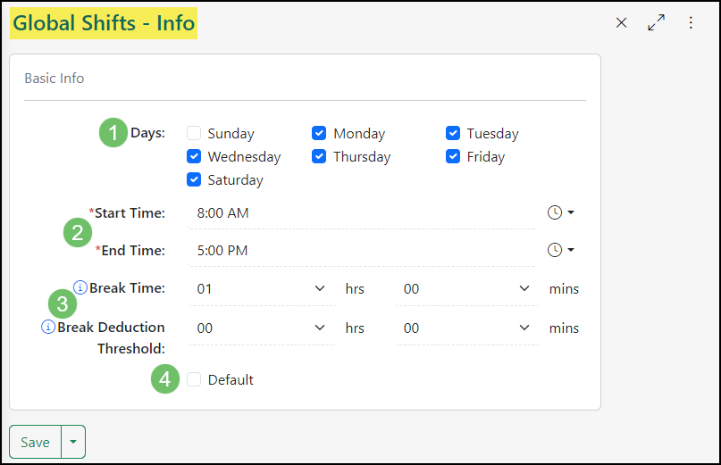 Image of creating a shift with Striven