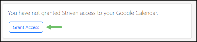 Grant Striven access to your Google Calendar message on My Info page