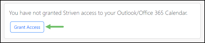 Grant Striven access to your Microsoft Calendar message on My Profile-Security page