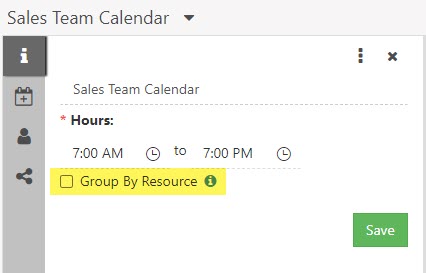 Group by resource option in calendar settings