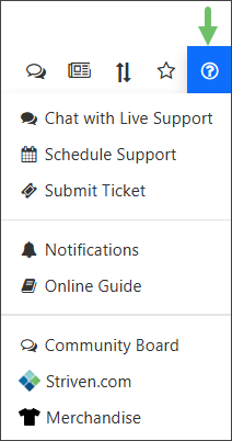 Striven Help Menu