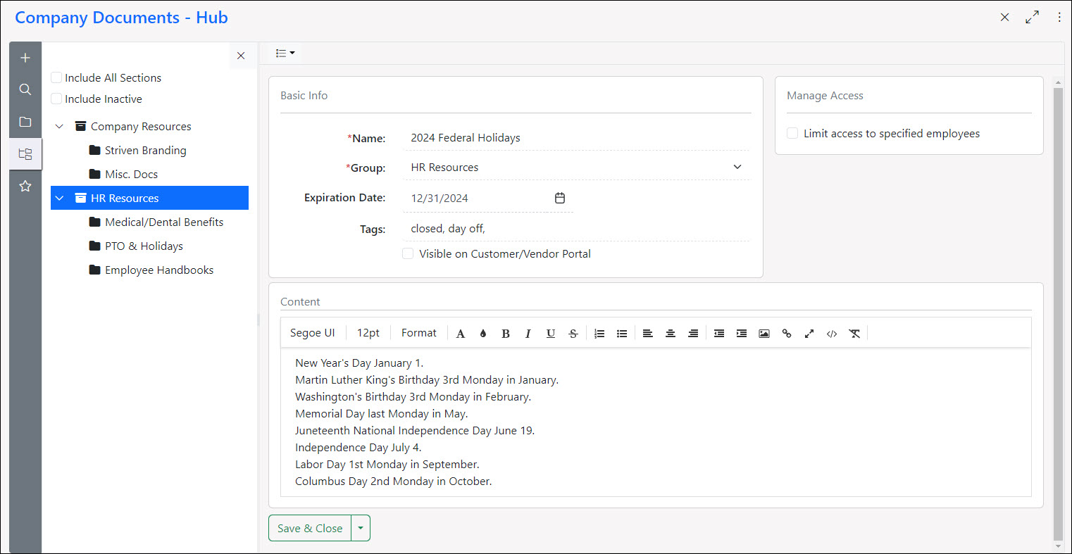 Add Post page with fields for Name, Group, Expiration Date, and tags along with a rich text editor to add content