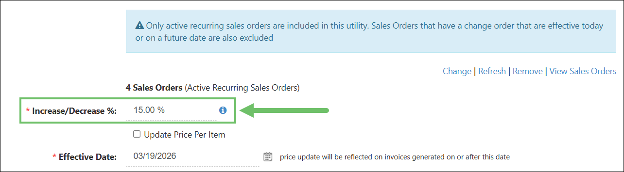 Example of How to Increase or Decrease Pricing