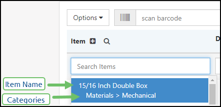 Item Drop Down view on Sales Order