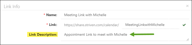 Link Description for an Individual External Appointment Link