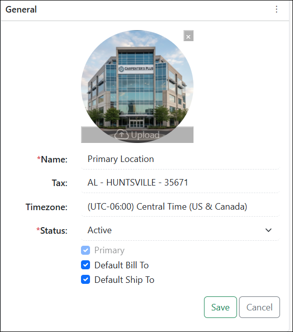 Example of the General Info widget on a Locations Dashboard
