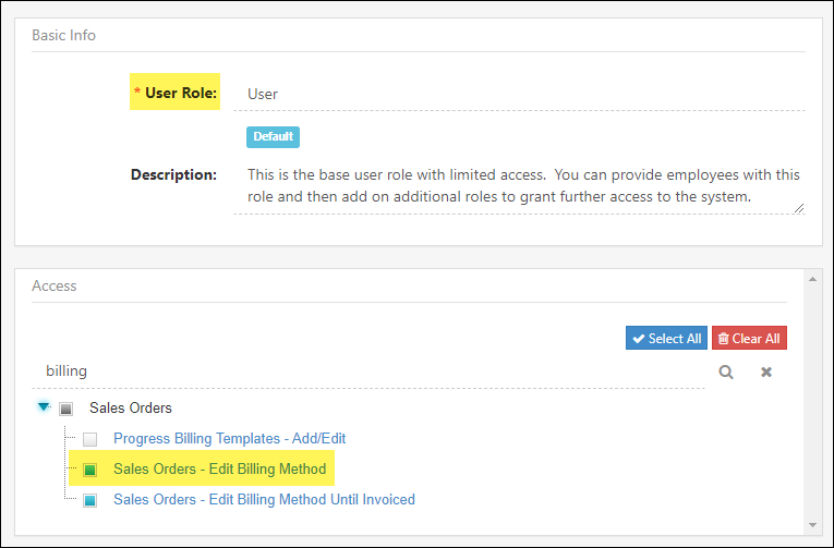 Permission needed to access Manual Invoicing for Recurring Sales Orders option