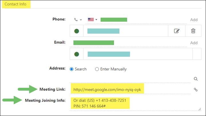 Meeting Link & Joining Info Settings