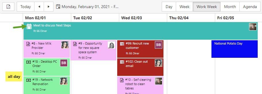Meeting request displayed on a calendar