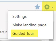 Gear icon menu for turning on Guided Tour