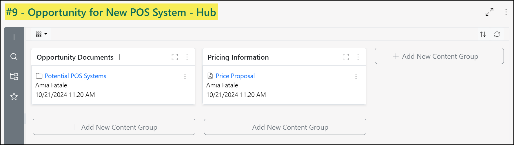 Example of the Opportunity Hub
