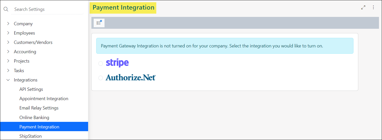 Payment Integration Options for Stripe or Authorize.net