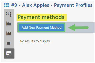 Add new payment method button on a Customer's Payment Profiles page