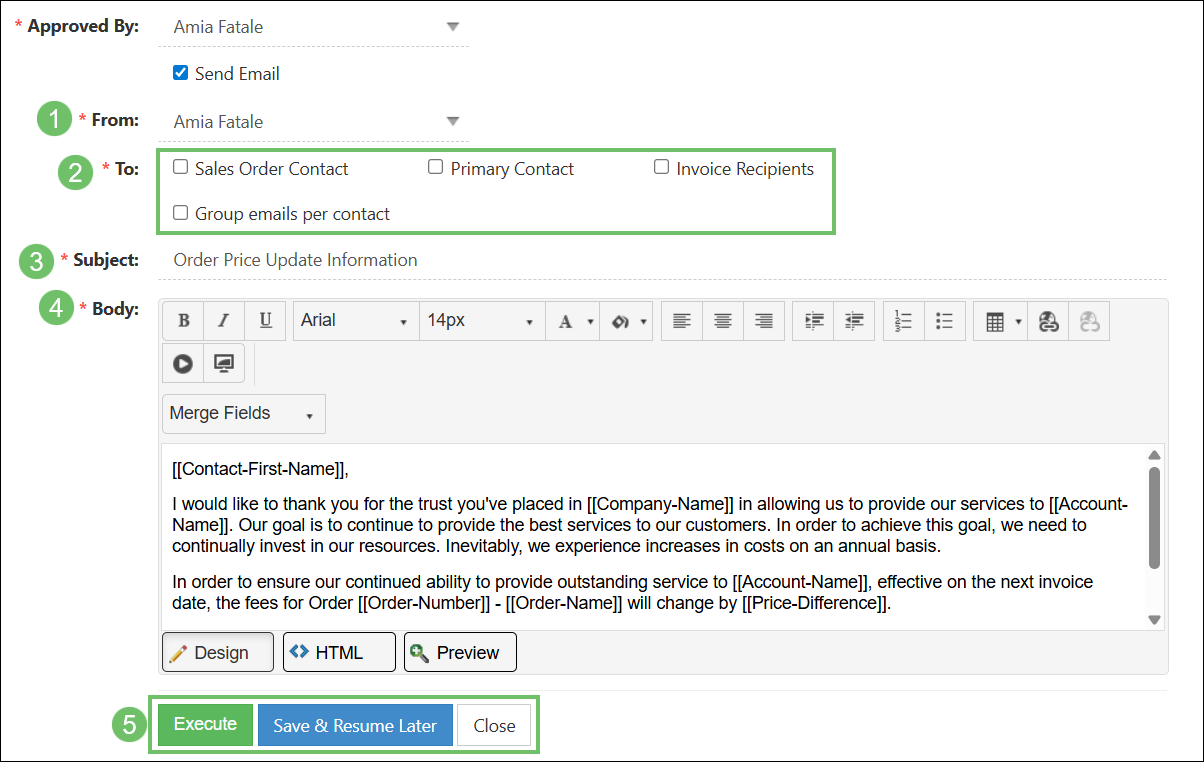 Example of Configuring a Price Update Notification