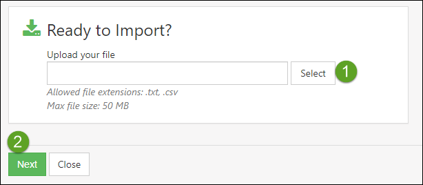 Example of Ready to Import Page