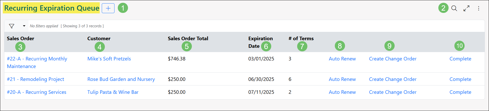 Example of the Recurring Expiration Queue