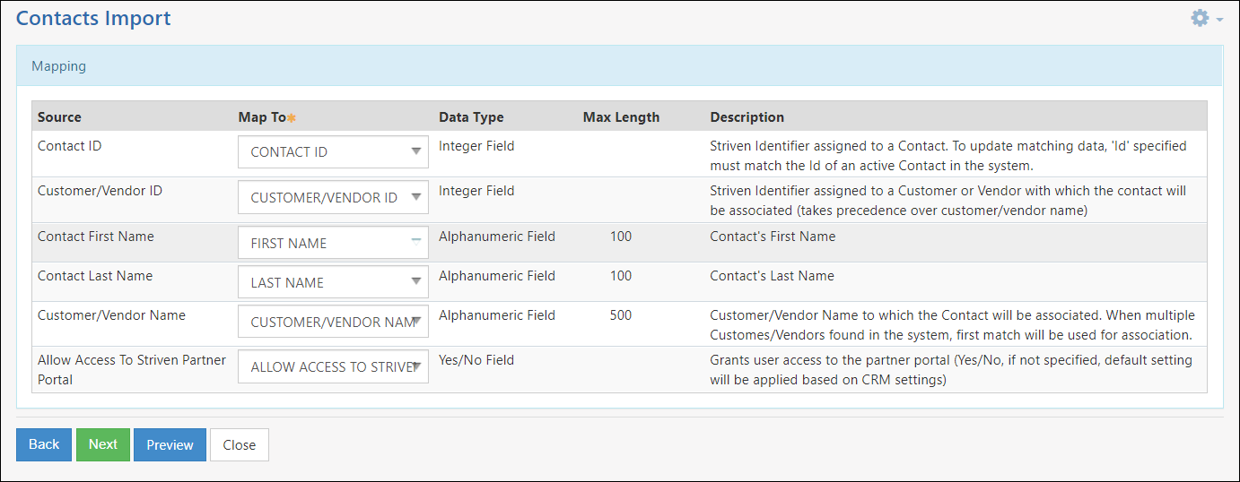 Contact Import mapping for removing portal access