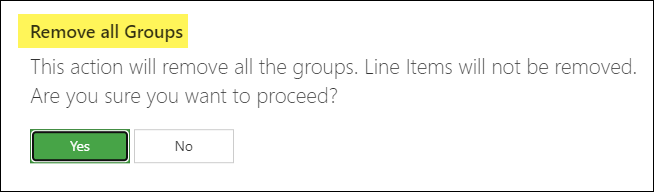 Remove all line item groups