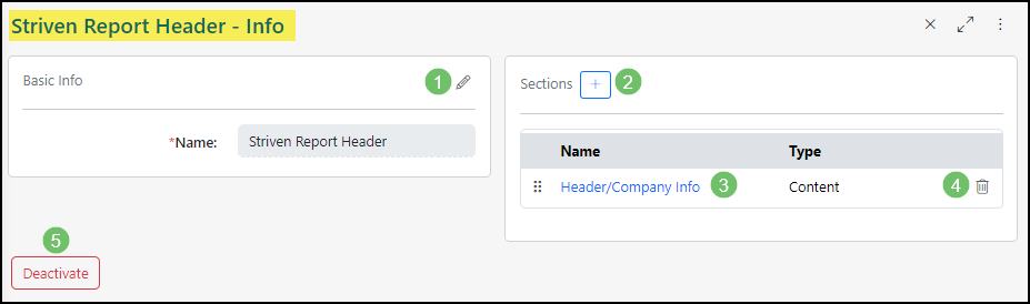 Image of the Custom Report Header Format Info Page