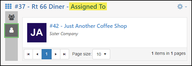 Image of the Assigned To page of a Customer/Vendor Profile