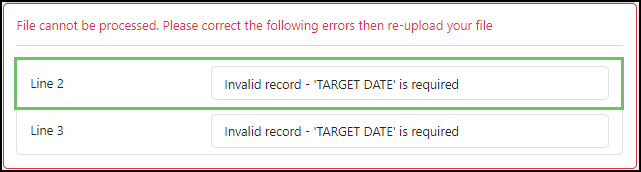 Image of the Required Field Error on an import