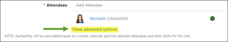 Show Advanced Options Link on Link Info Popup