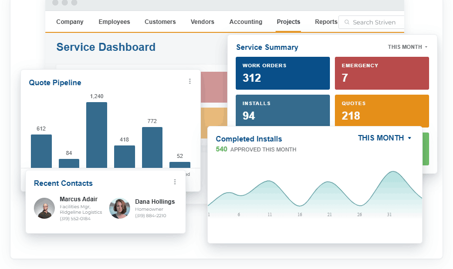 striven for garage and overhead door business management software dispatching