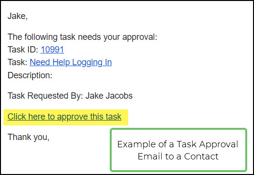 Example of the Task Approval Email