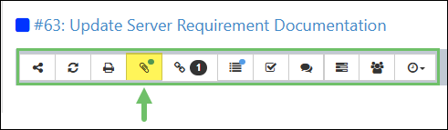 Example of the Task Actions Toolbar on a Task highlighting the Attachments icon