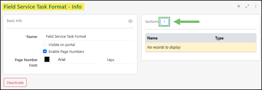 Add button on the Sections panel of Task Format Settings page